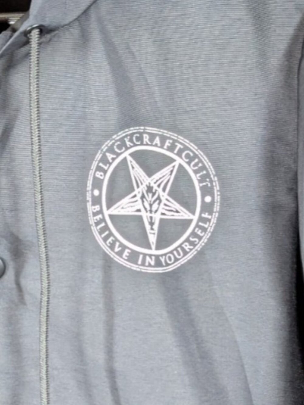 Blackcraft Cult Believe in Yourself Tarot Card Men's M Button Up Nylon Jacket - Picture 6 of 8